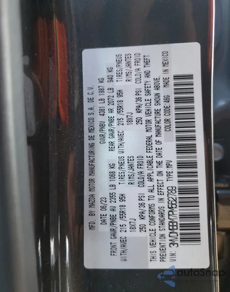 2023 Mazda Cx-30 Select from USA, damaged, VIN 3MVDMBBM7PM562789